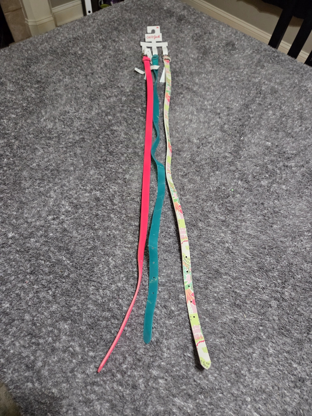 Cat & Jack Pink, Teal and Floral Girls Belt Trio